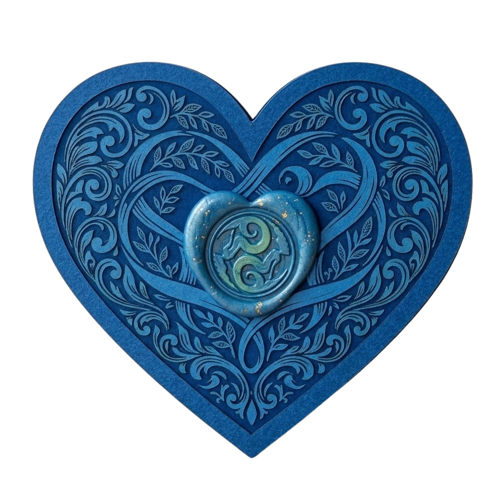 Ornate blue heart symbol for the Sea Sirens Collective ambassador program